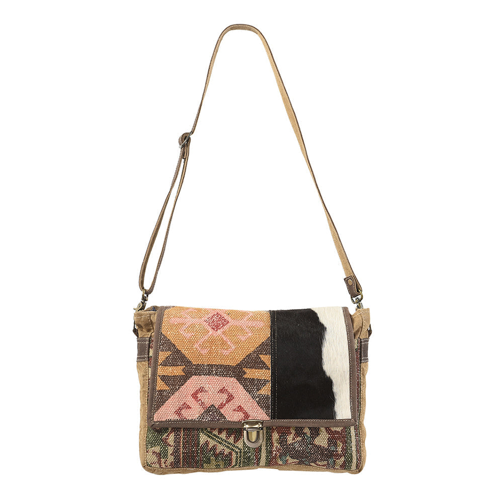 Ohlay Crossbody Upcycled Wool Upcycled Canvas Hair-On Genuine Leather