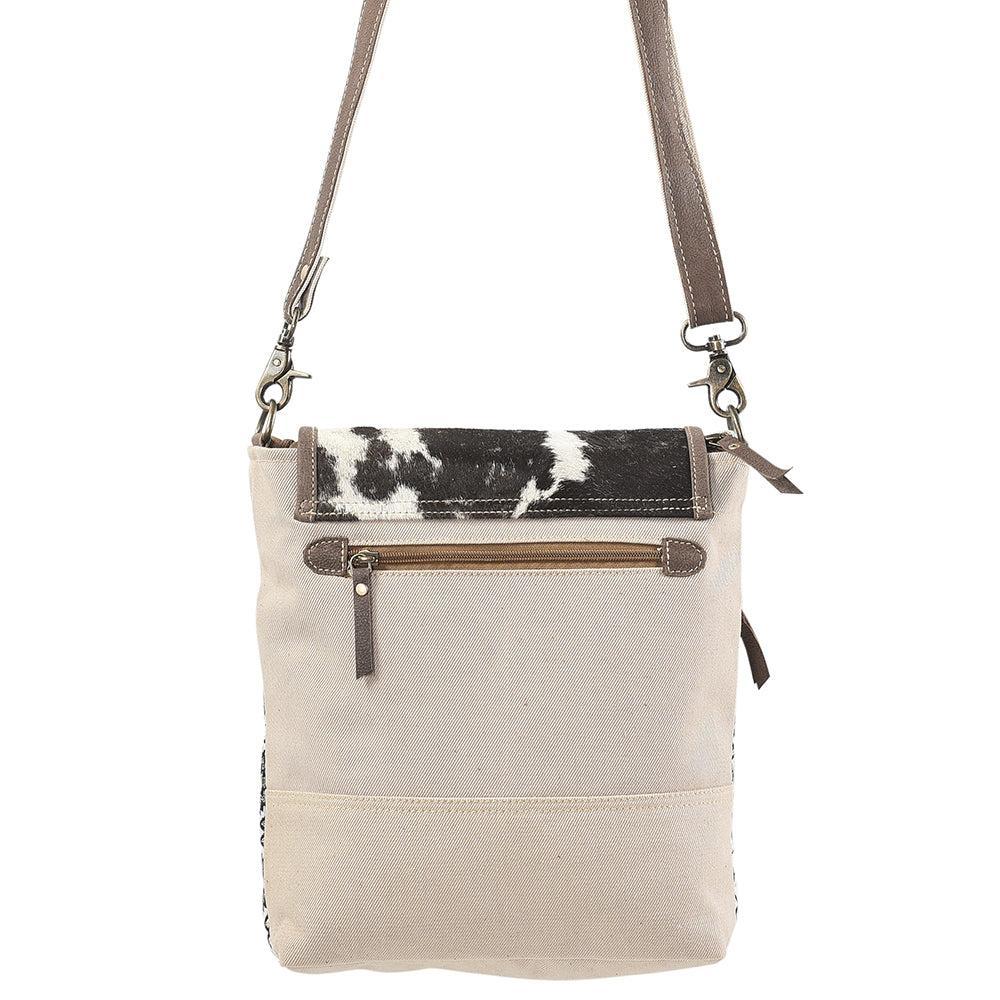 OHLAY Upcycled Canvas Hair-On Genuine Leather Crossbody Bag