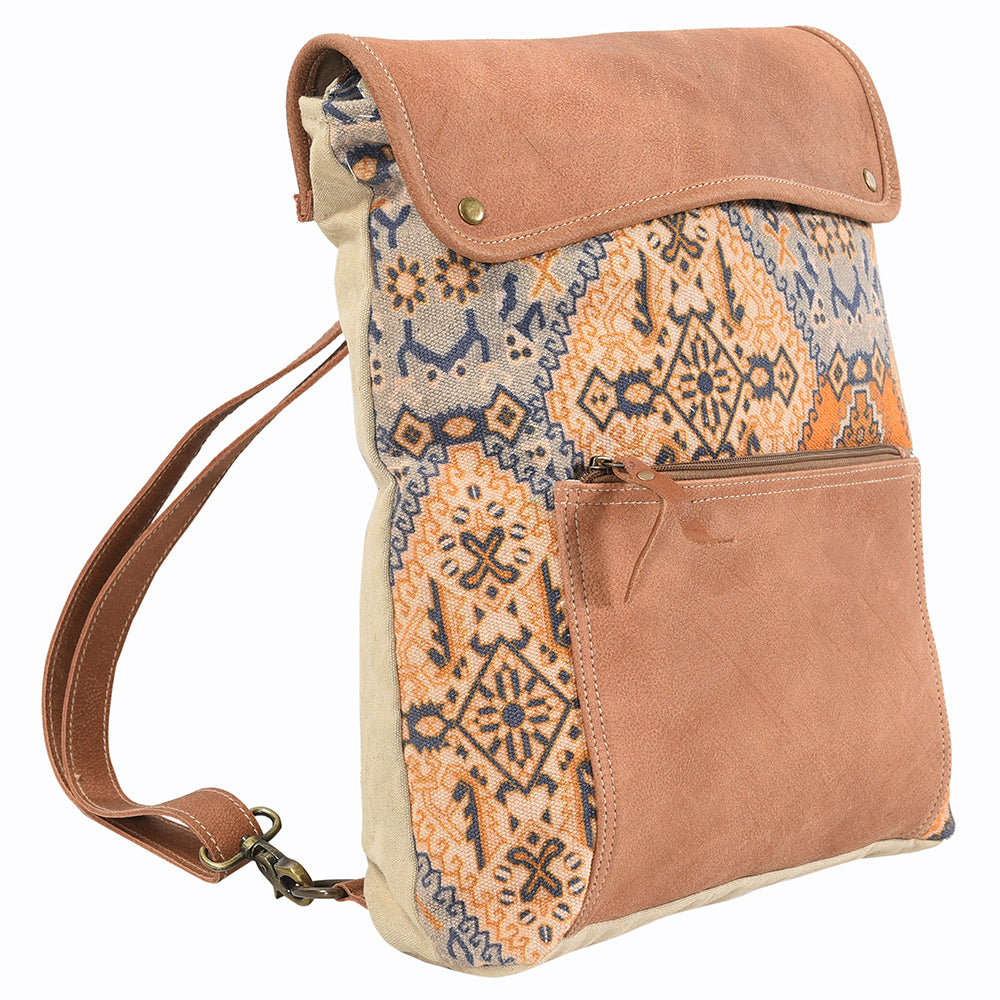 Ohlay Backpack Upcycled Canvas Genuine Leather