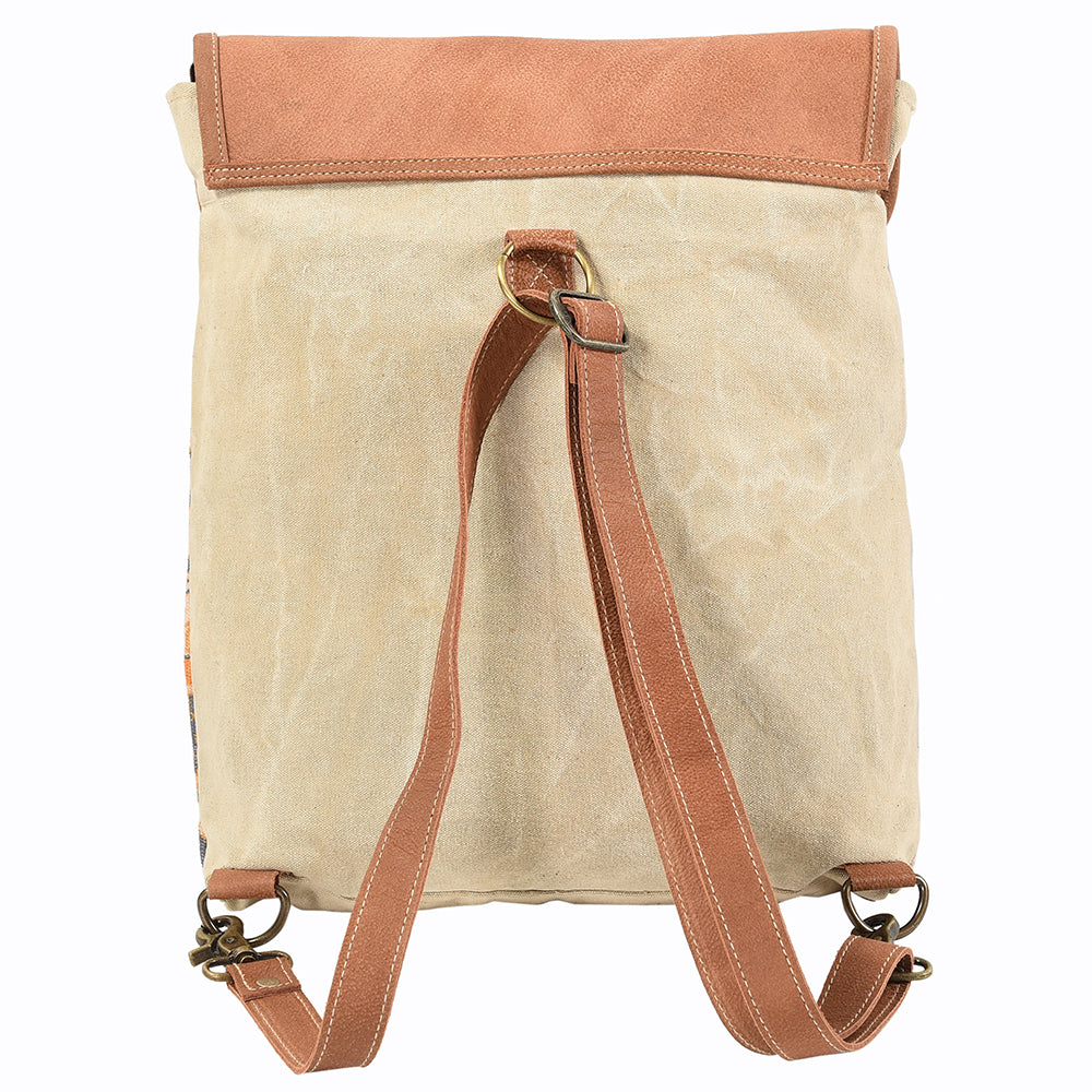 Ohlay Backpack Upcycled Canvas Genuine Leather
