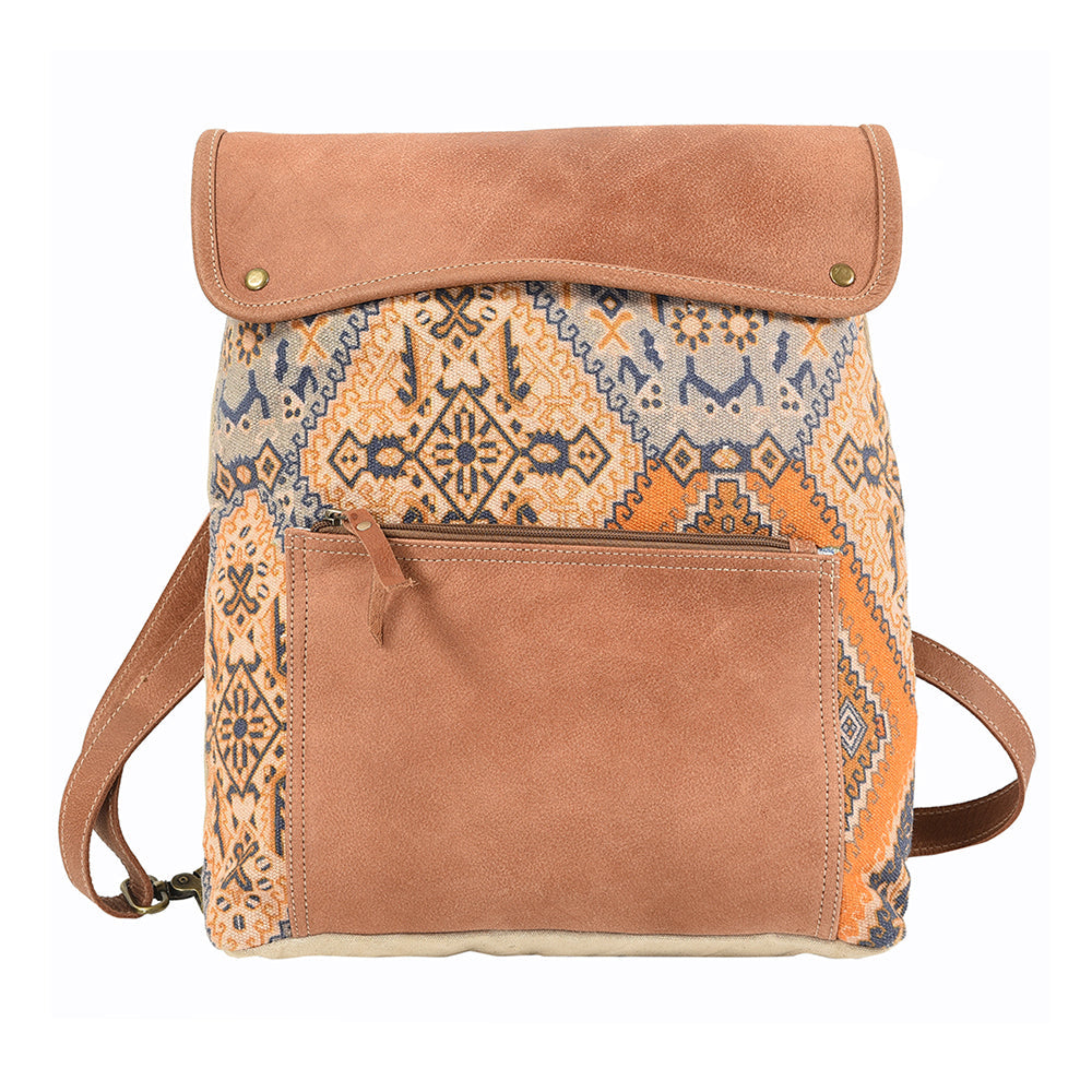 Ohlay Backpack Upcycled Canvas Genuine Leather