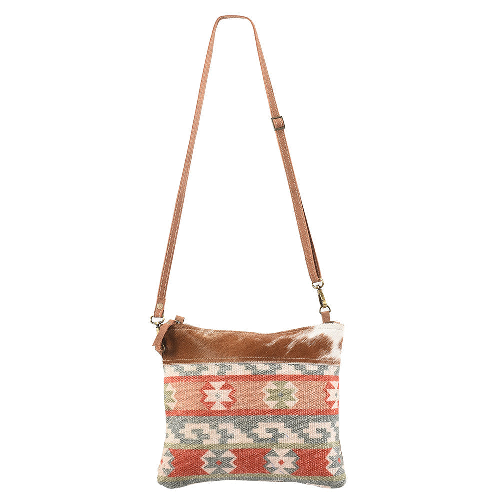 Ohlay Crossbody Upcycled Canvas Hair-On Genuine Leather