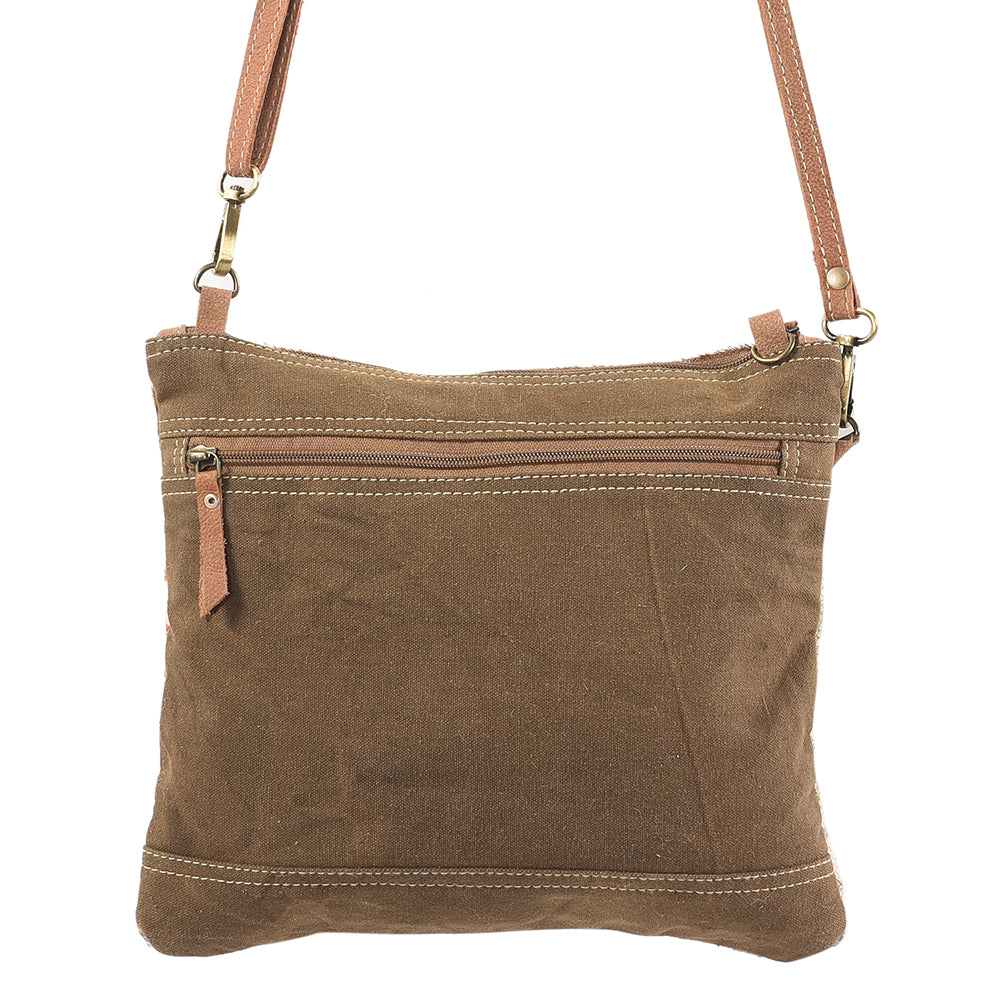 Ohlay Crossbody Upcycled Canvas Hair-On Genuine Leather