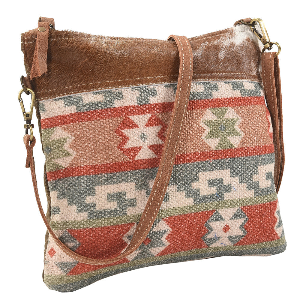 Ohlay Crossbody Upcycled Canvas Hair-On Genuine Leather