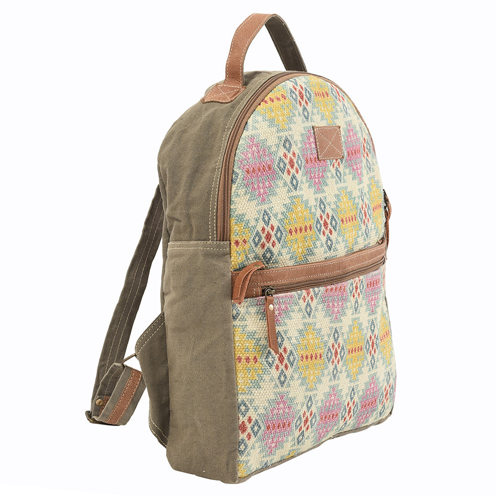 Ohlay Backpack Upcycled Canvas Genuine Leather