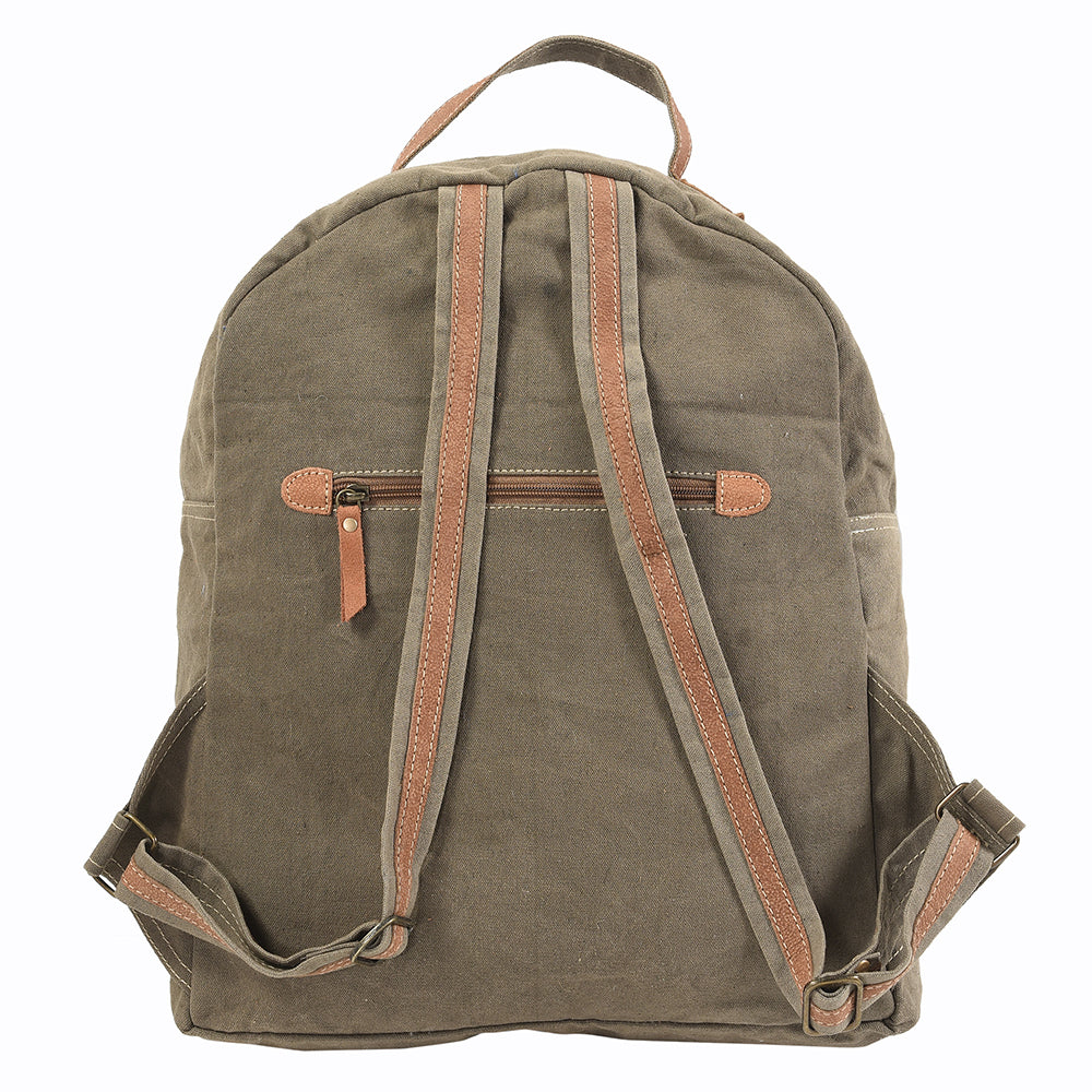 Ohlay Backpack Upcycled Canvas Genuine Leather