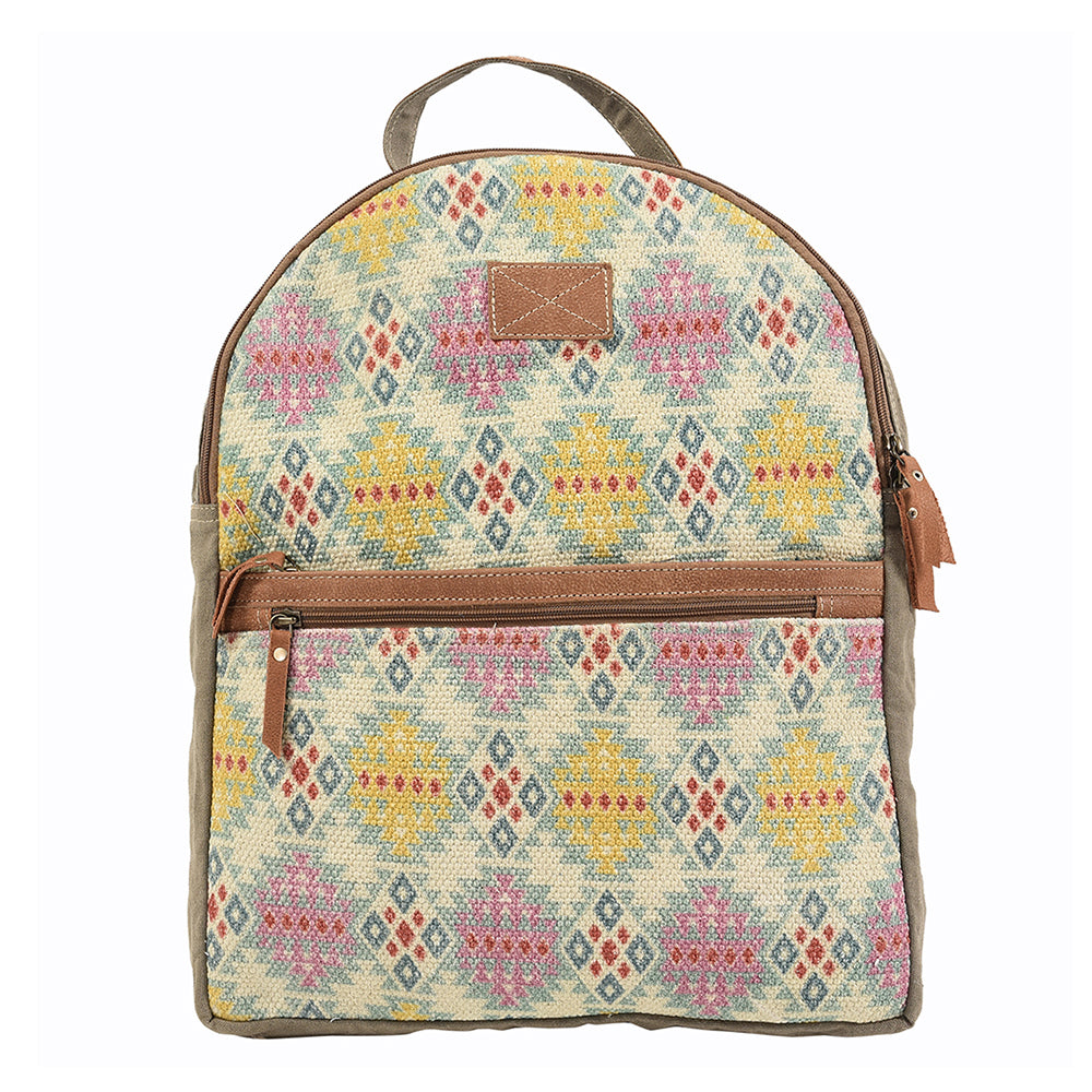 Ohlay Backpack Upcycled Canvas Genuine Leather