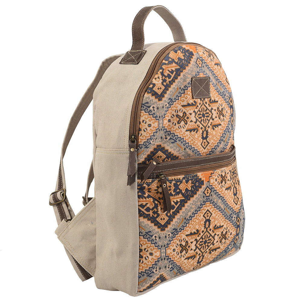 Ohlay Backpack Upcycled Canvas Genuine Leather