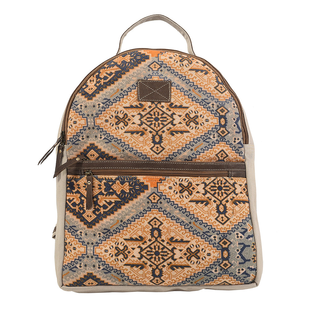 Ohlay Backpack Upcycled Canvas Genuine Leather