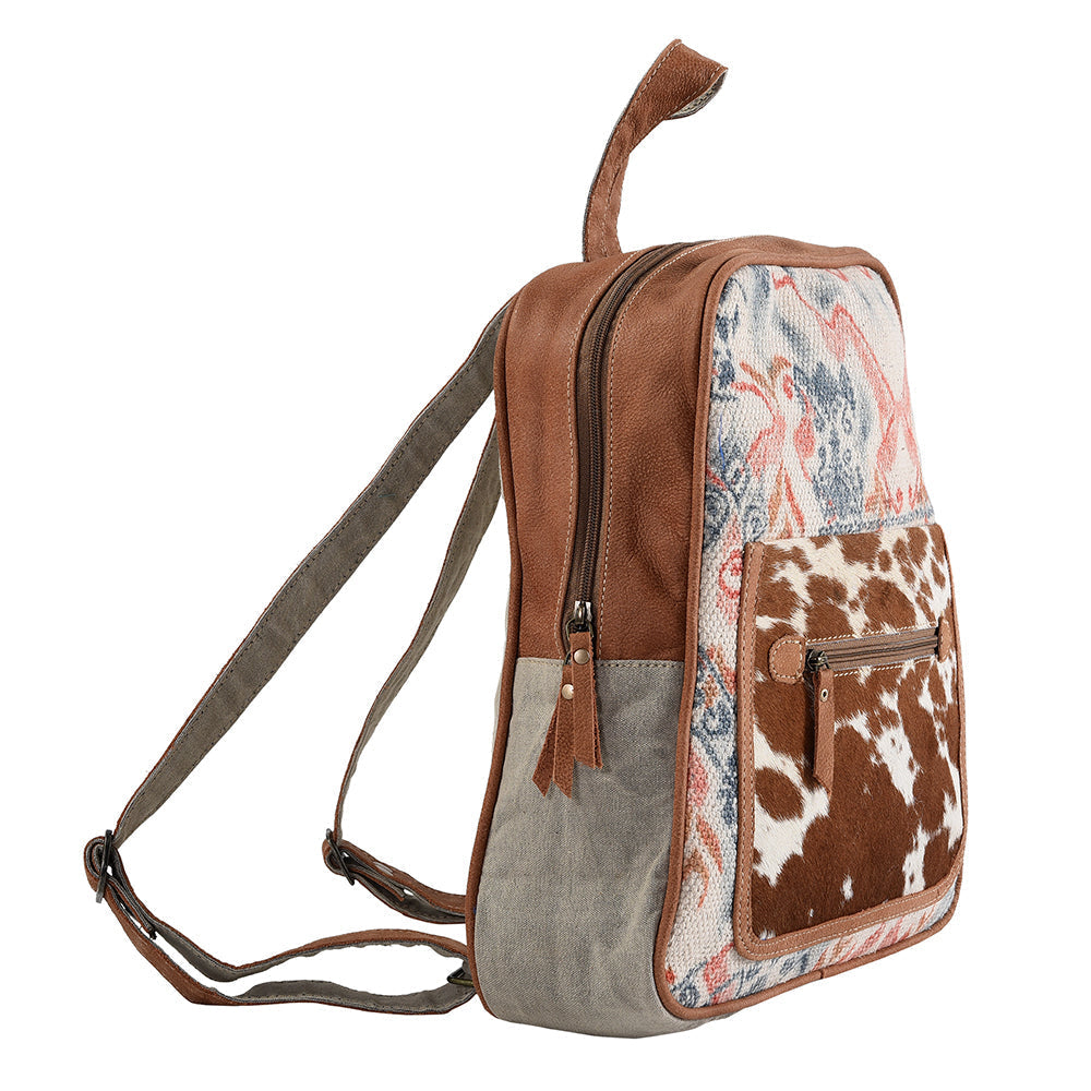 Ohlay Backpack Upcycled Canvas Hair-On Genuine Leather
