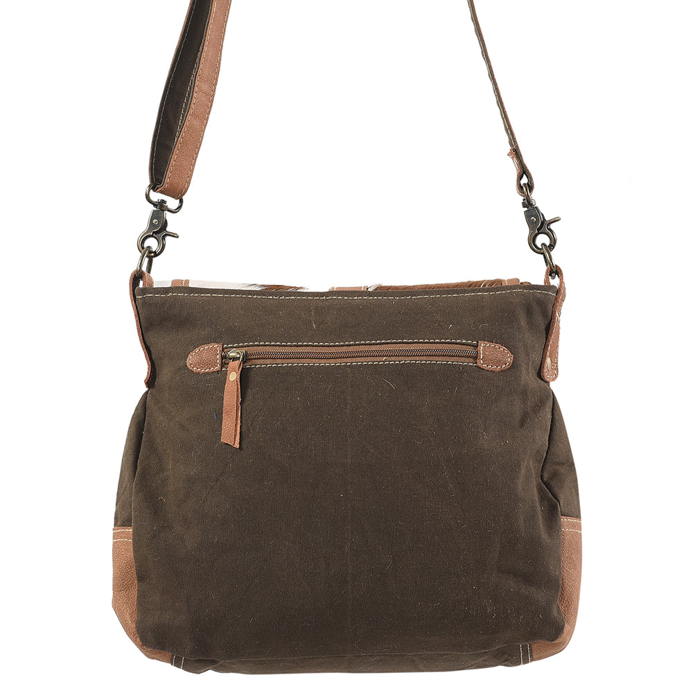 OHLAY Upcycled Canvas Genuine Leather Messenger Bag