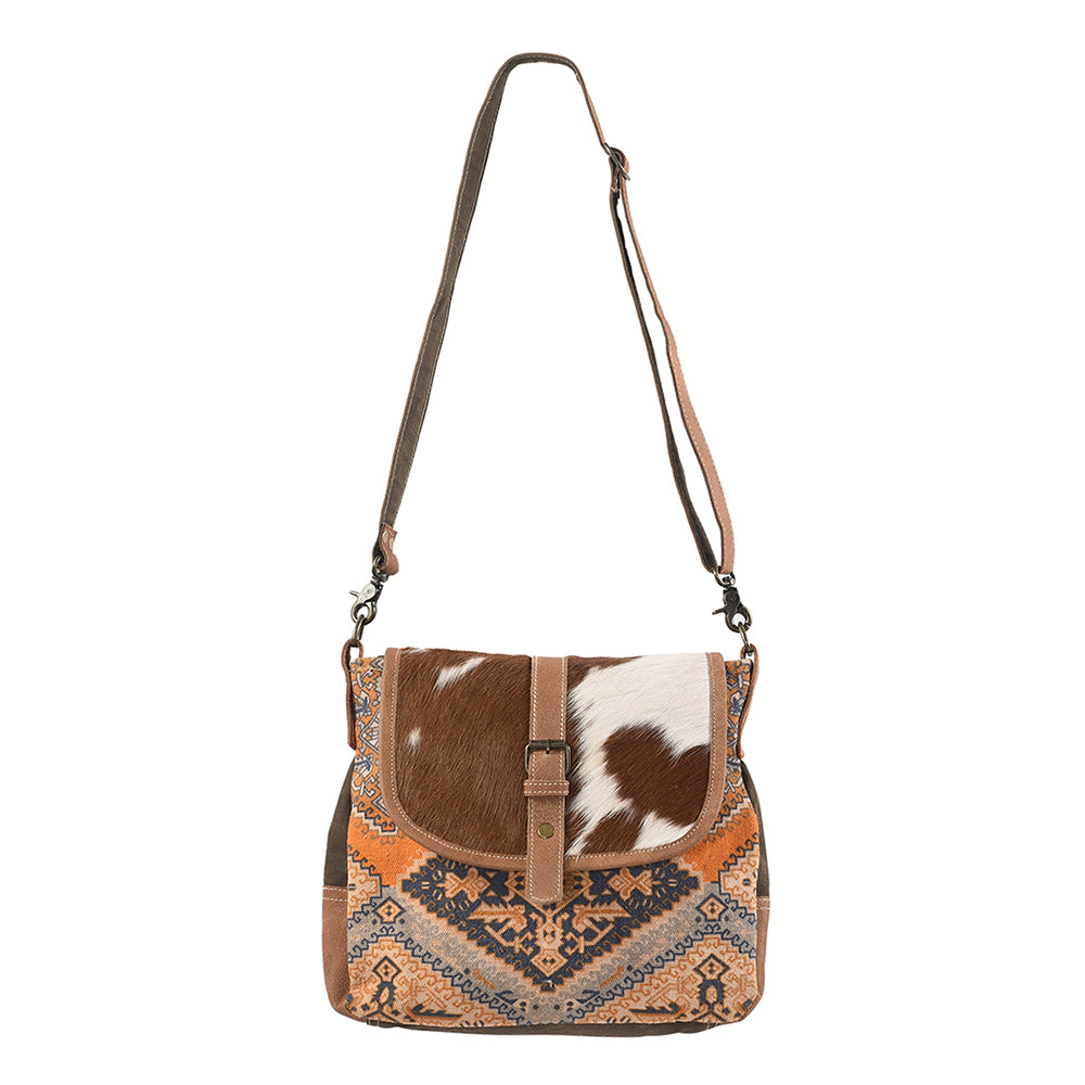 OHLAY Upcycled Canvas Genuine Leather Messenger Bag