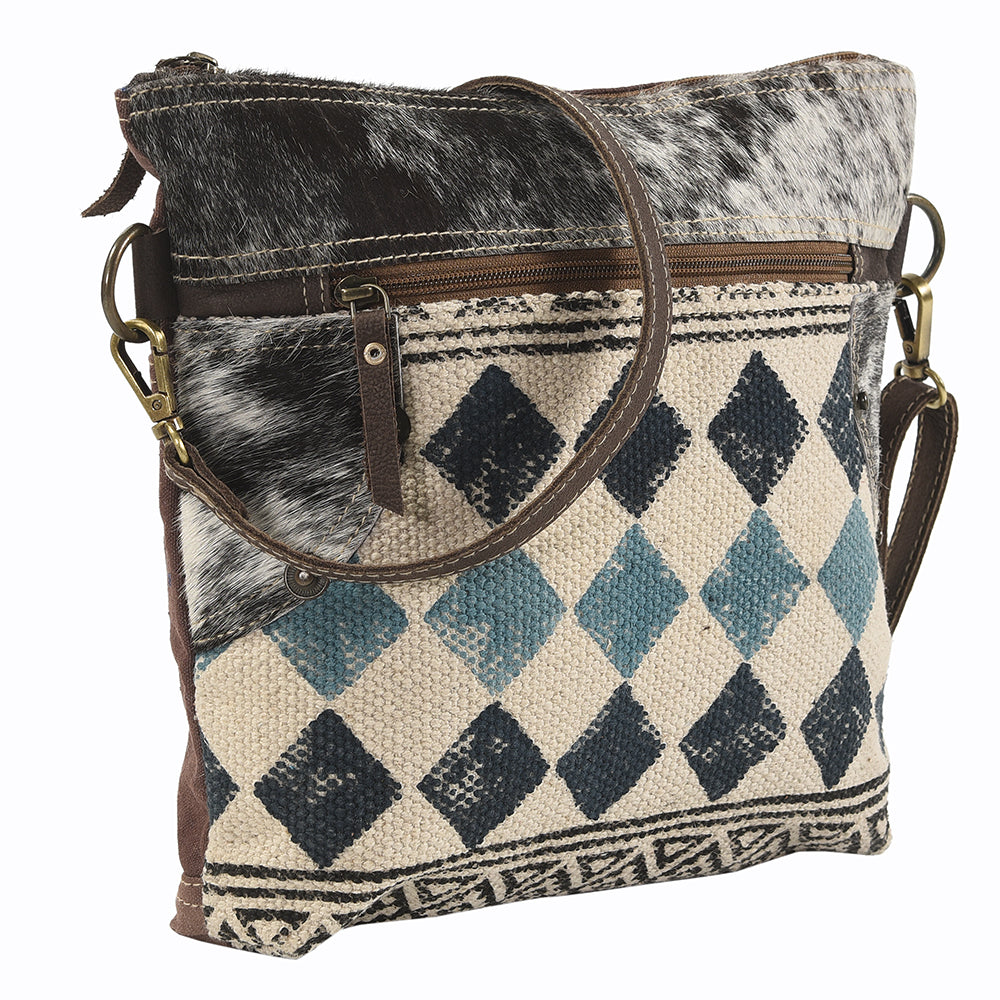 Ohlay Crossbody Upcycled Wool Upcycled Canvas Hair-On Genuine Leather