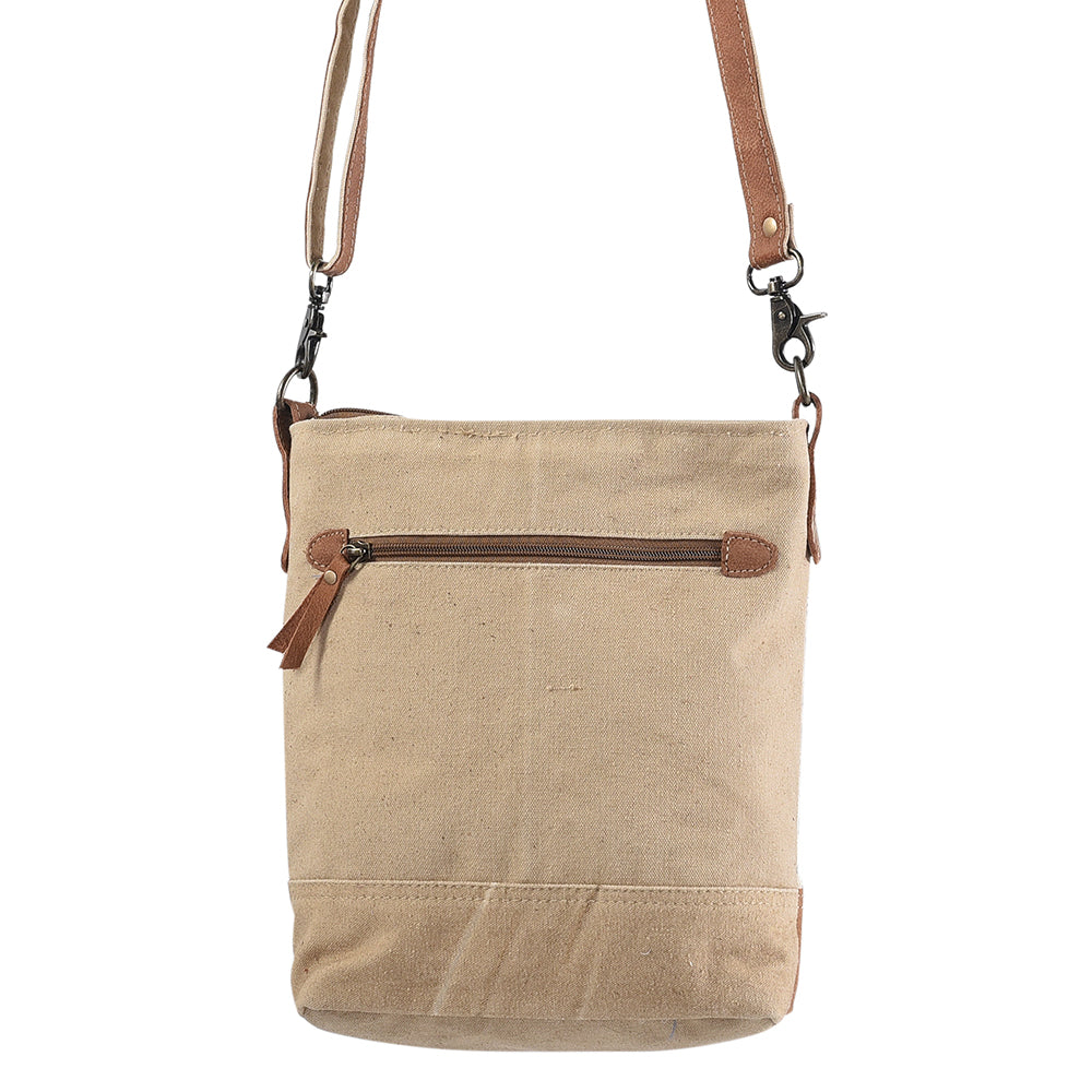 OHLAY Upcycled Canvas Genuine Leather Messenger Bag