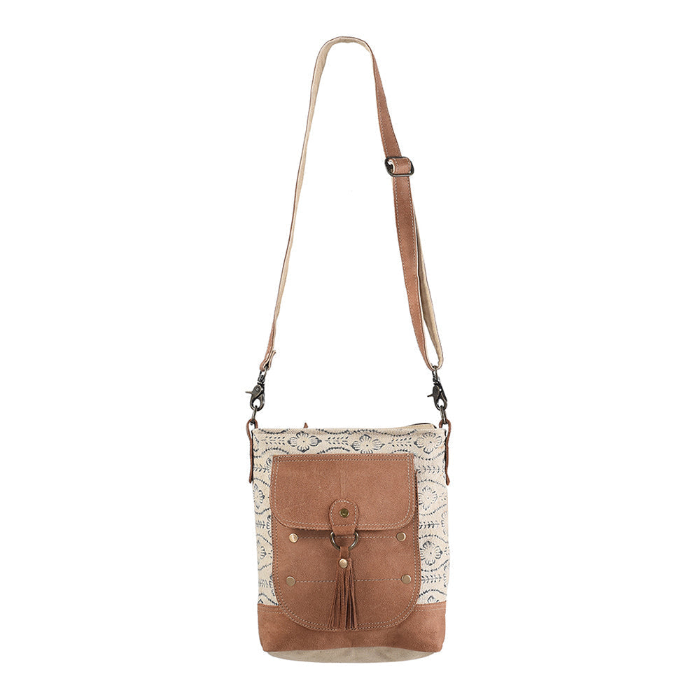 OHLAY Upcycled Canvas Genuine Leather Messenger Bag