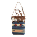 OHLAY Hand-Tooled Upcycled Wool Canvas Hair-On Genuine Leather Tote