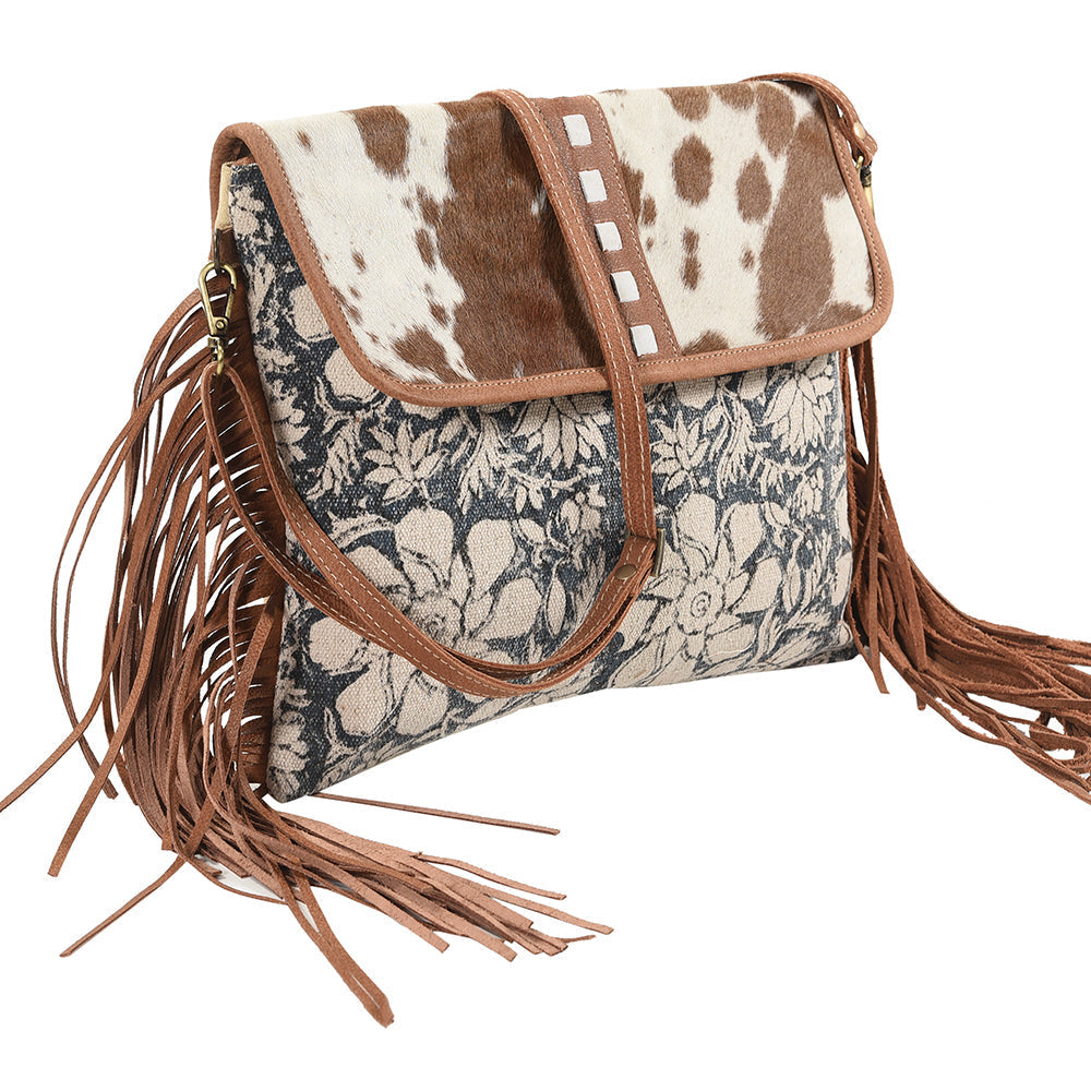 Ohlay Crossbody Upcycled Canvas Hair-On Genuine Leather