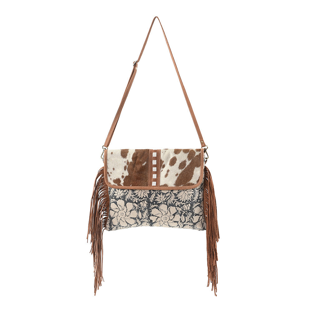 Ohlay Crossbody Upcycled Canvas Hair-On Genuine Leather
