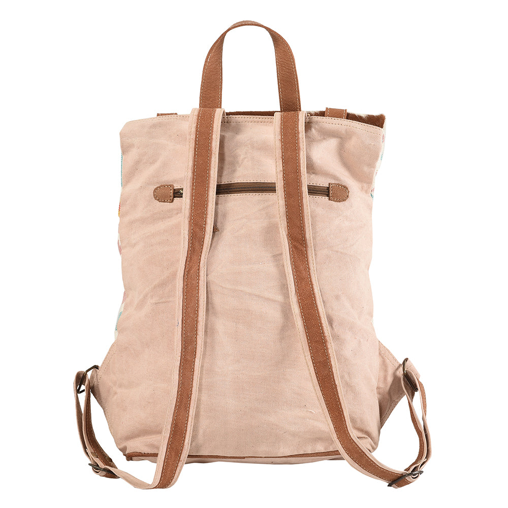 OHLAY Backpack Upcycled Canvas Hair-On Genuine Leather Women Bag Western Handbag Purse Womens Handbags Belt for Purses Summer