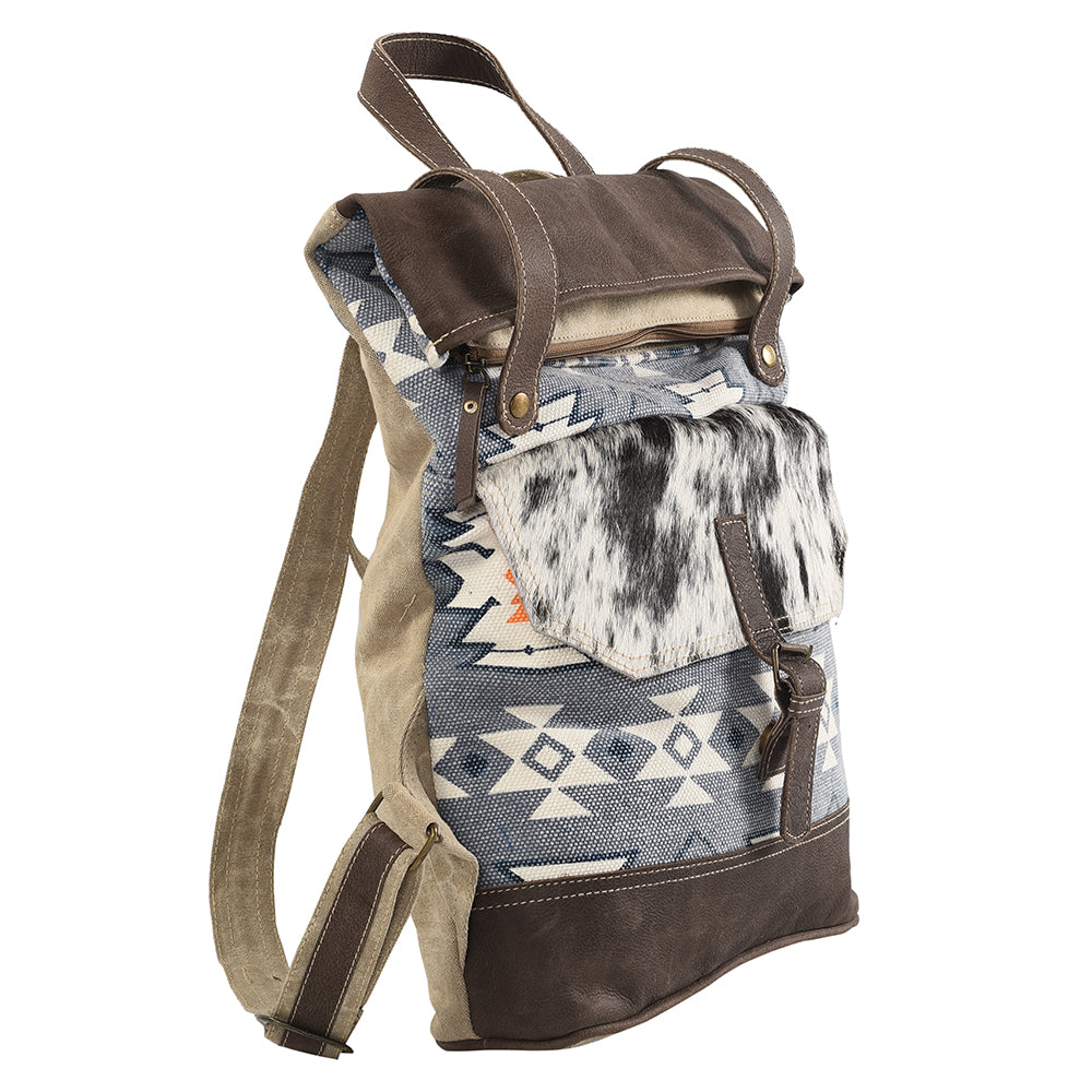 Ohlay Backpack Upcycled Canvas Hair-On Genuine Leather