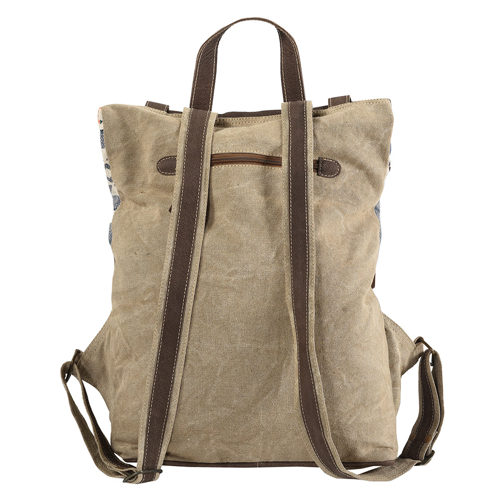 Ohlay Backpack Upcycled Canvas Hair-On Genuine Leather