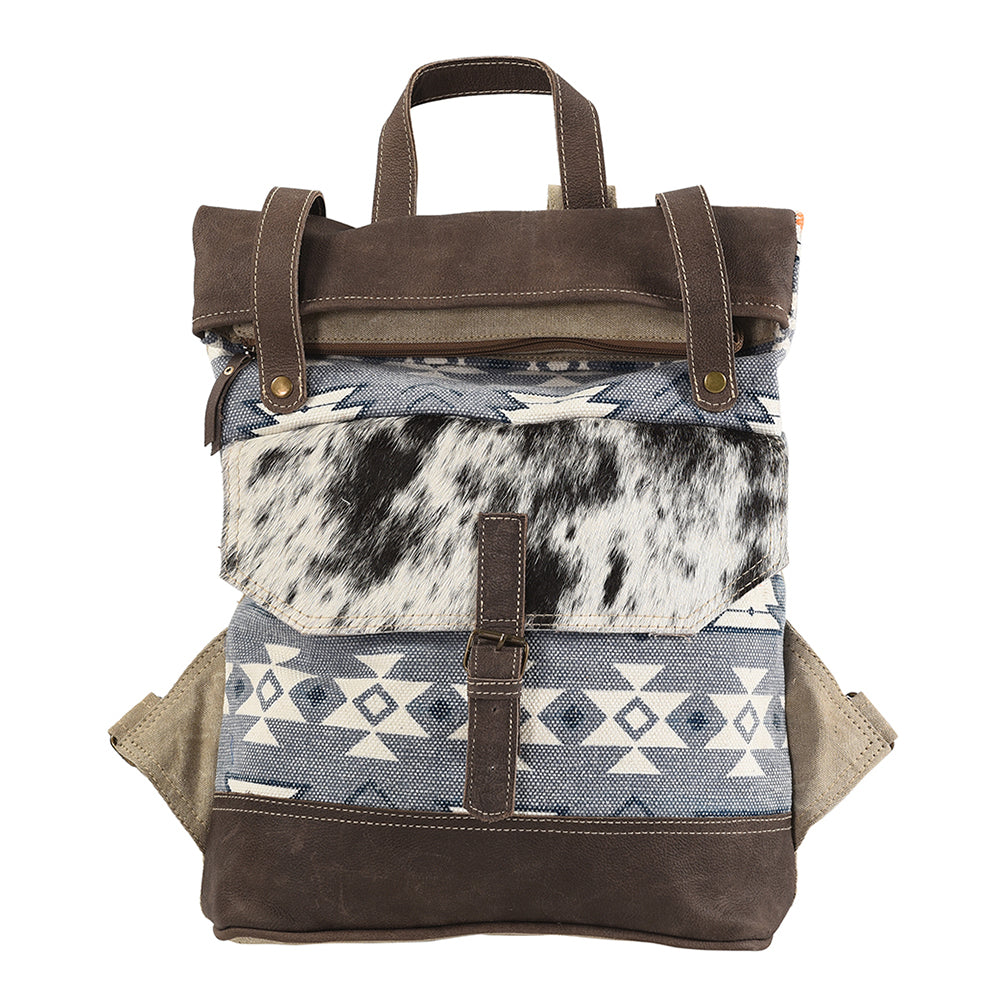 Ohlay Backpack Upcycled Canvas Hair-On Genuine Leather