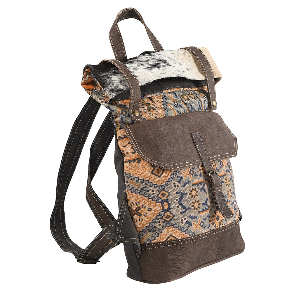 Ohlay Backpack Upcycled Canvas Hair-On Genuine Leather