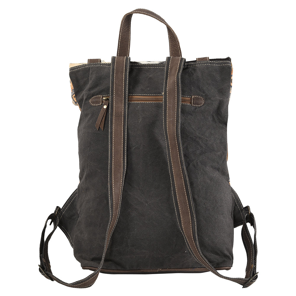 Ohlay Backpack Upcycled Canvas Hair-On Genuine Leather