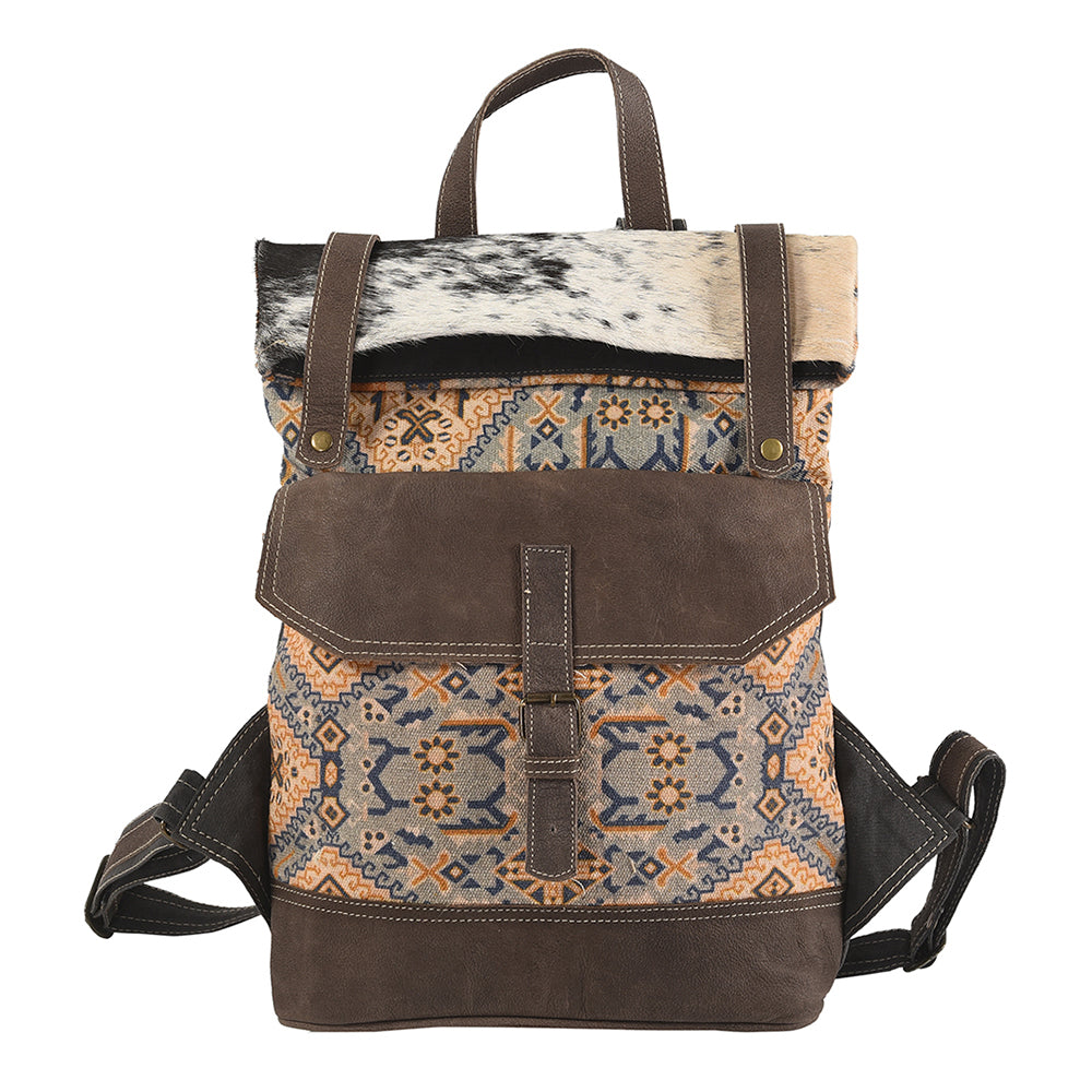 Ohlay Backpack Upcycled Canvas Hair-On Genuine Leather