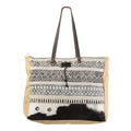 OHLAY Upcycled Wool Canvas Hair-On Genuine Leather Tote