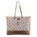 OHLAY Upcycled Wool Canvas Genuine Leather Tote