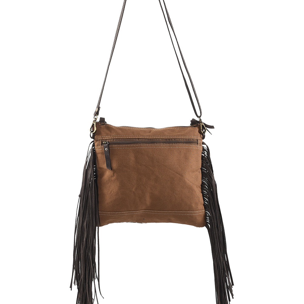 Ohlay Crossbody Upcycled Wool Upcycled Canvas Embossed Hair-On Genuine Leather