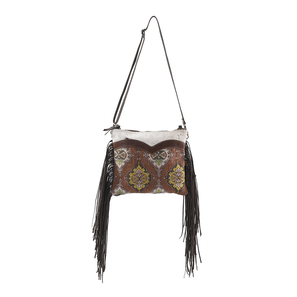 Ohlay Crossbody Upcycled Wool Upcycled Canvas Embossed Hair-On Genuine Leather