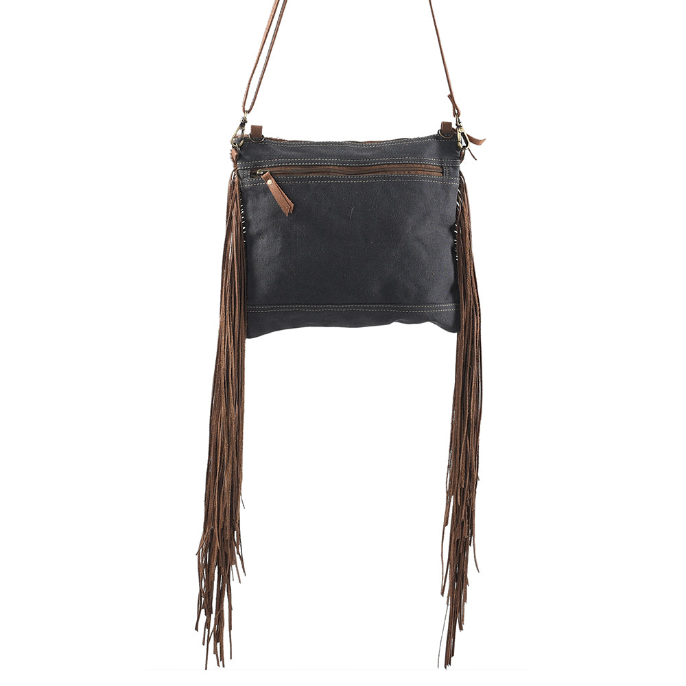 Ohlay Crossbody Upcycled Wool Upcycled Canvas Embossed Hair-On Genuine Leather