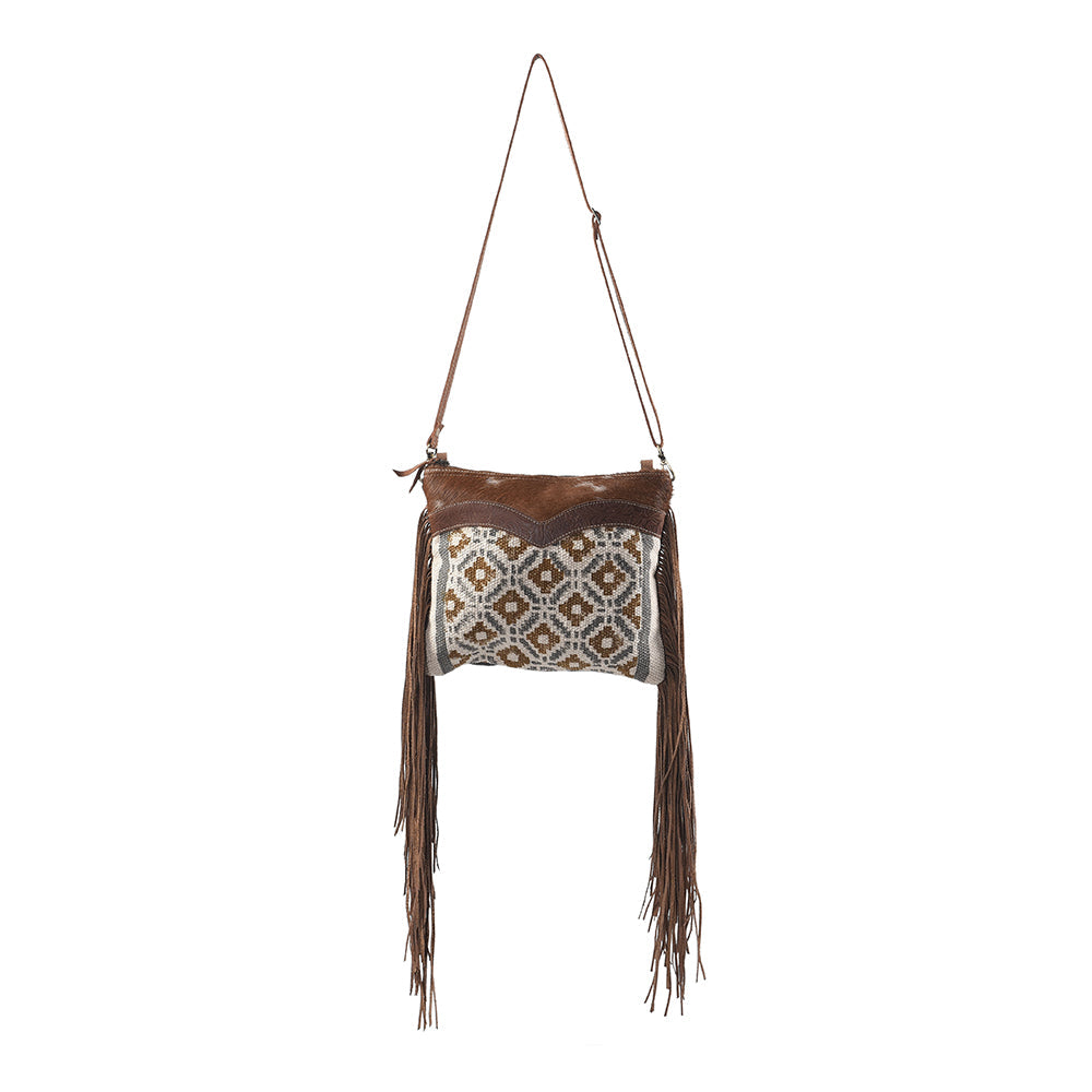 Ohlay Crossbody Upcycled Wool Upcycled Canvas Embossed Hair-On Genuine Leather