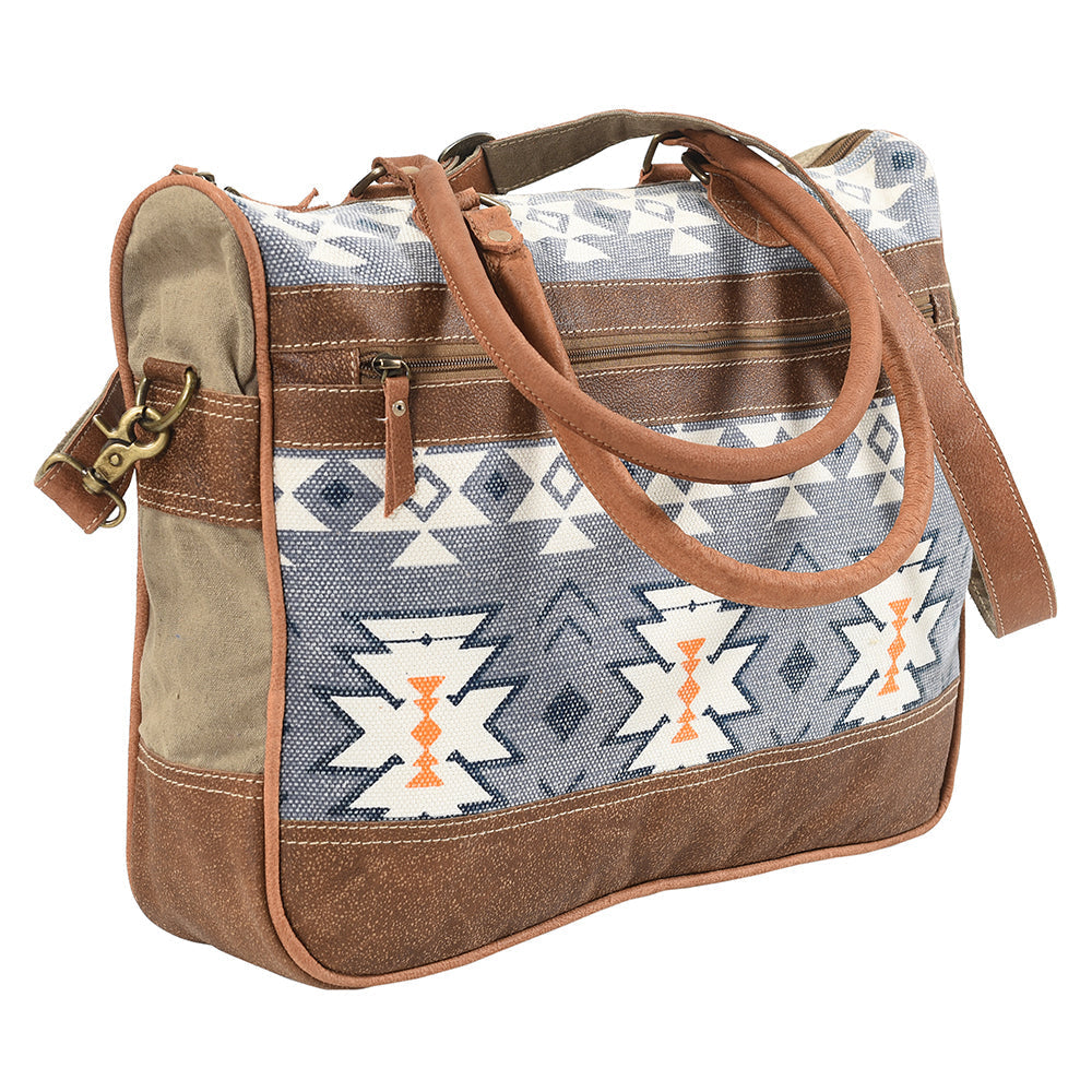OHLAY Upcycled Wool Canvas Genuine Leather Tote