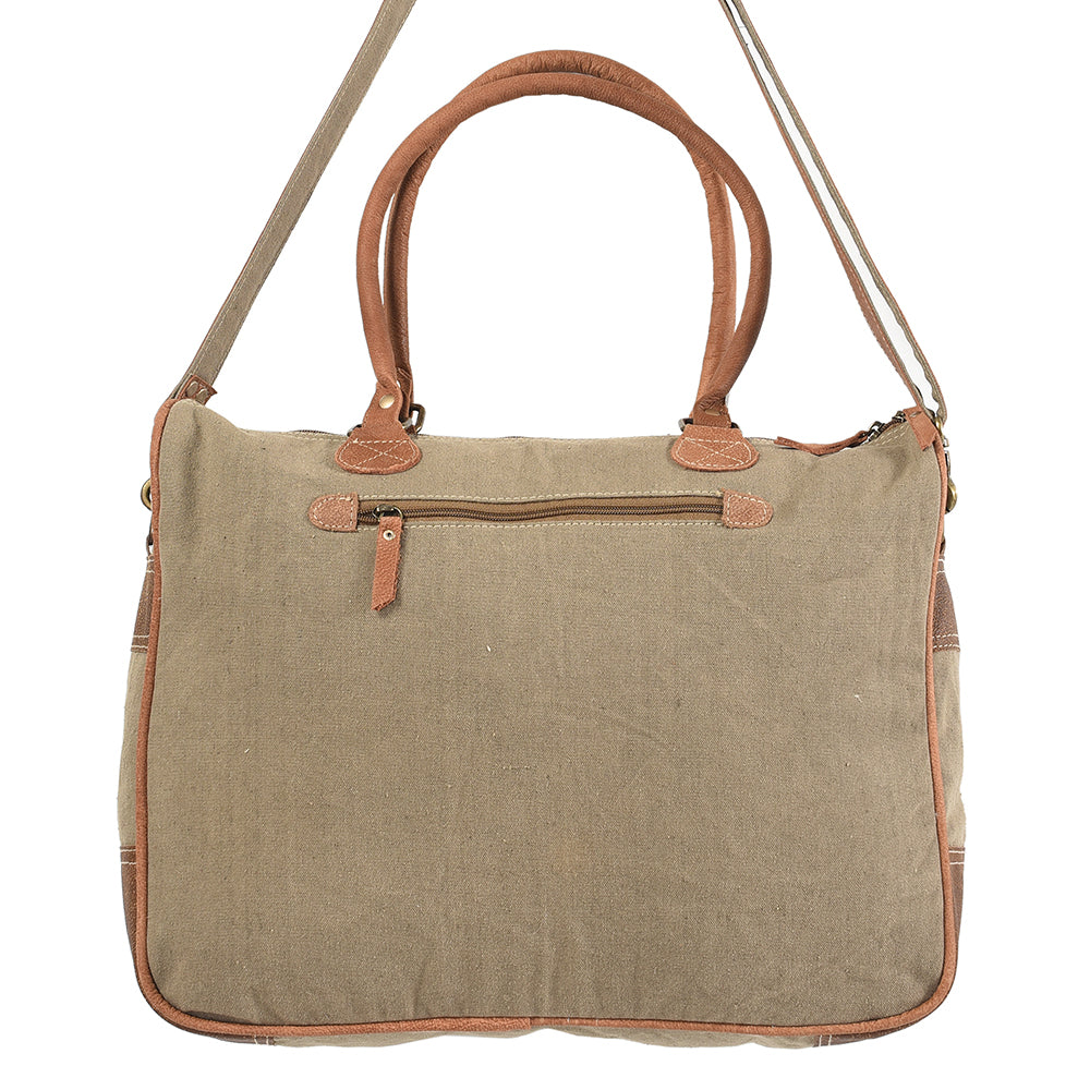 OHLAY Upcycled Wool Canvas Genuine Leather Tote