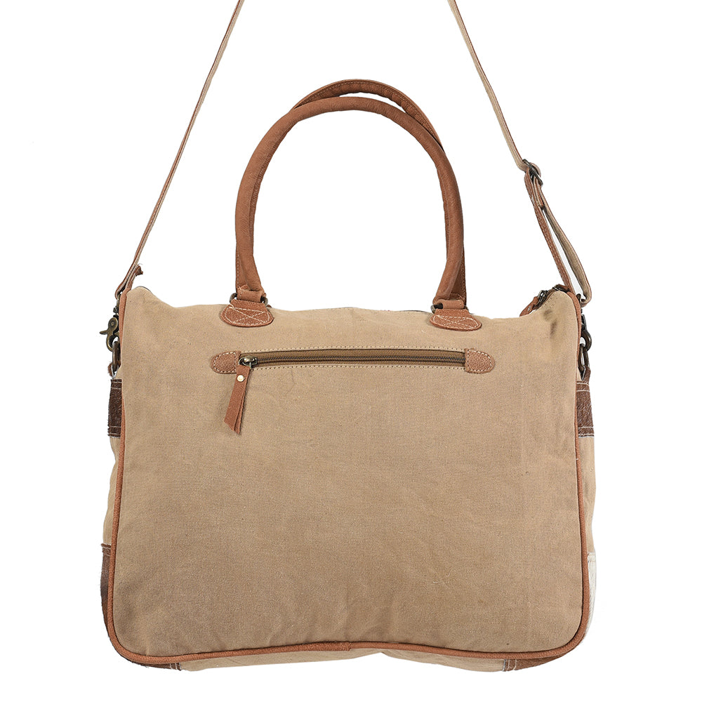 OHLAY Upcycled Wool Canvas Hair-On Genuine Leather Tote