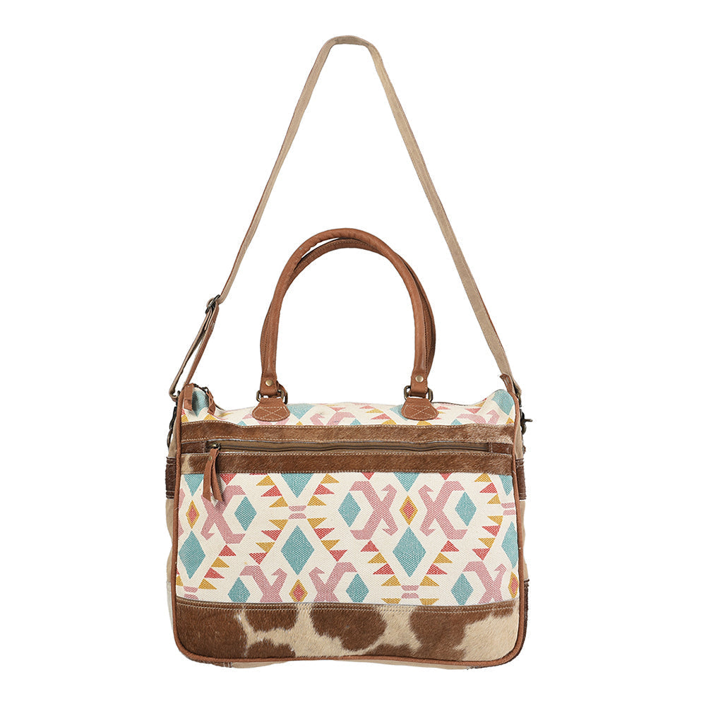 OHLAY Upcycled Wool Canvas Hair-On Genuine Leather Tote
