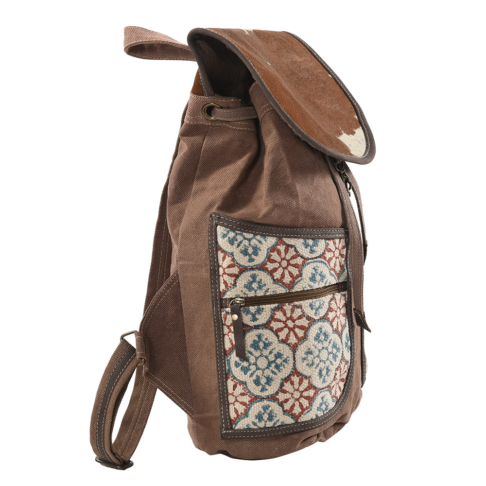 Ohlay Backpack Upcycled Canvas Hair-On Genuine Leather