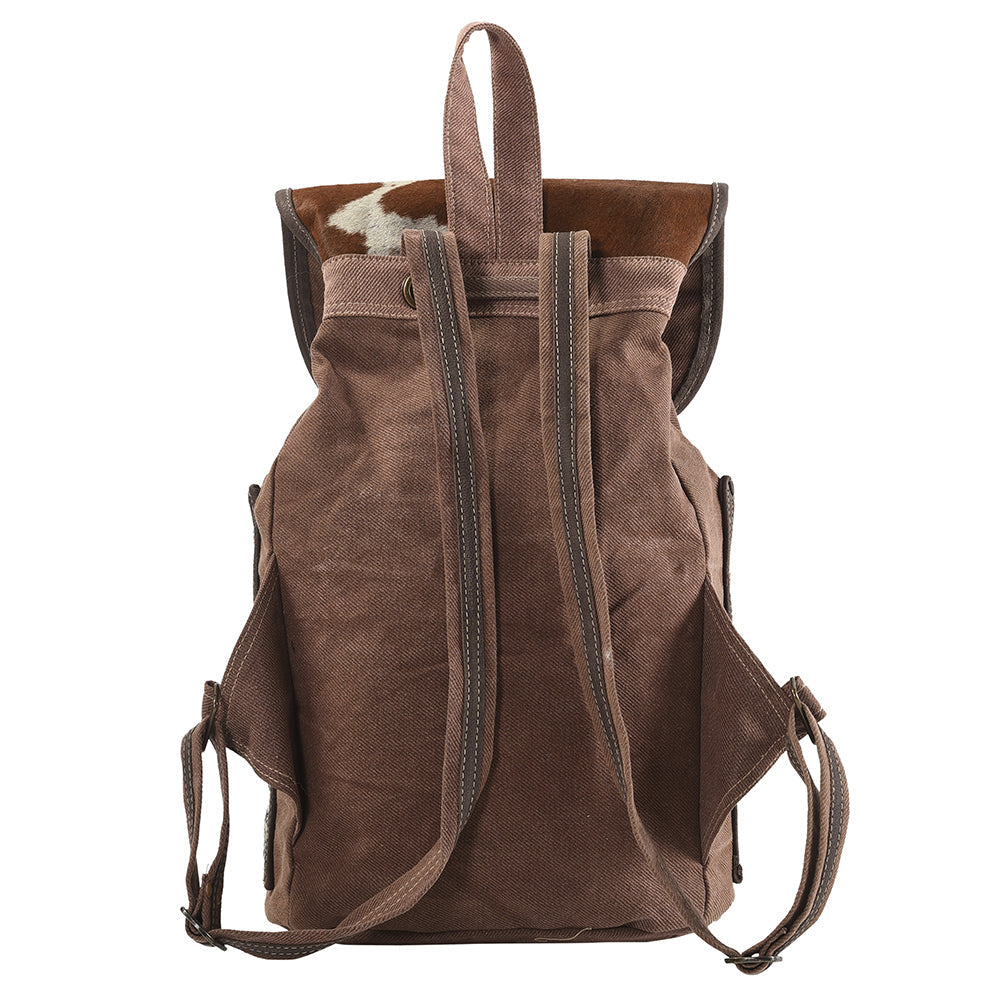 Ohlay Backpack Upcycled Canvas Hair-On Genuine Leather