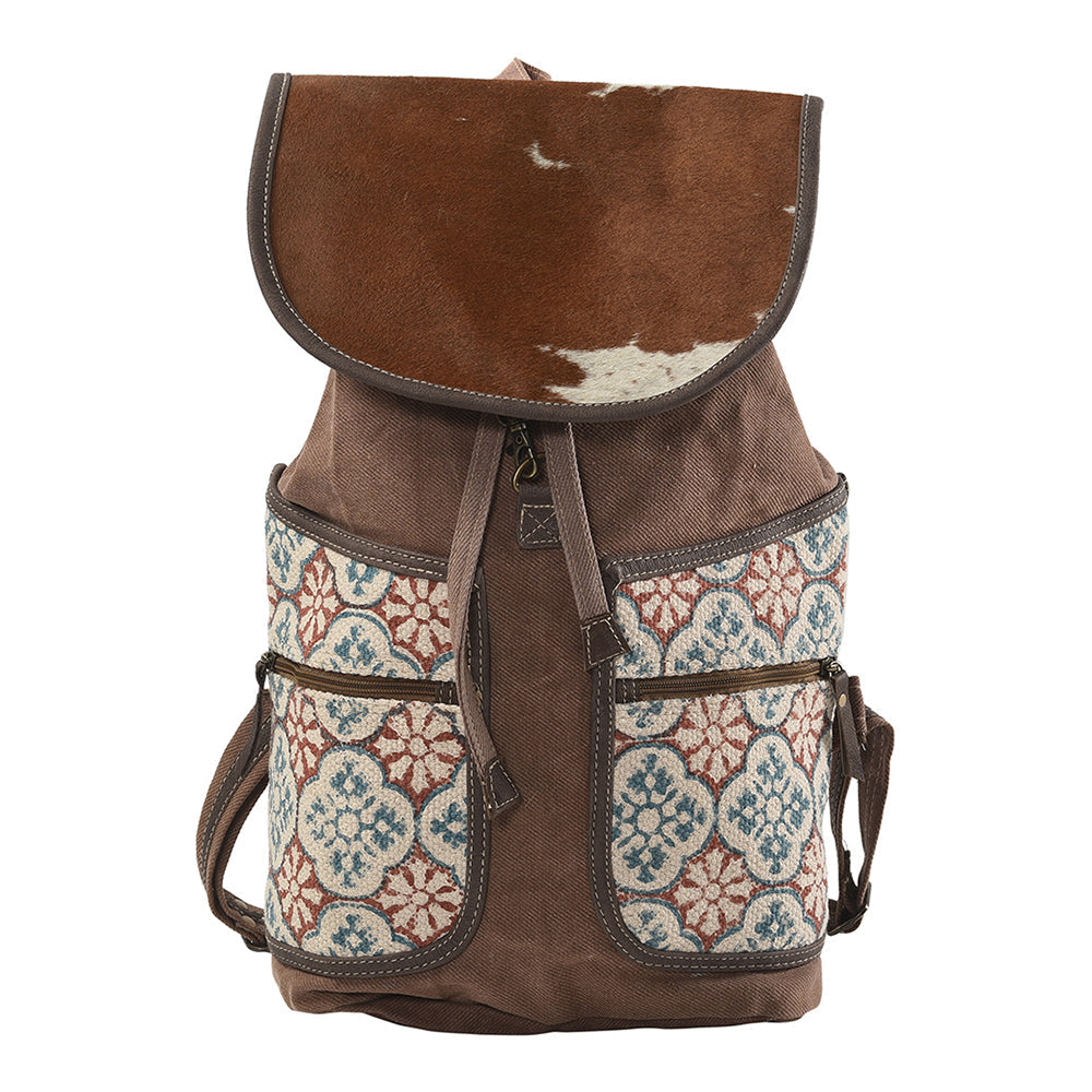 Ohlay Backpack Upcycled Canvas Hair-On Genuine Leather