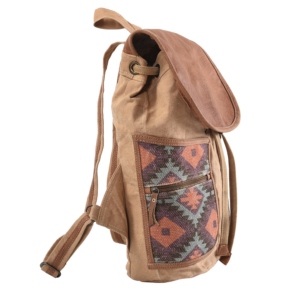 Ohlay Backpack Upcycled Canvas Genuine Leather