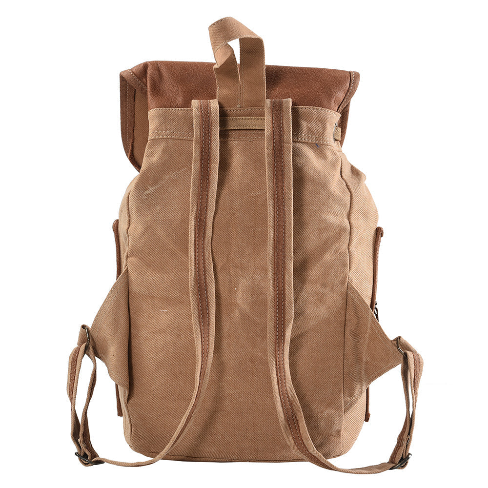 Ohlay Backpack Upcycled Canvas Genuine Leather