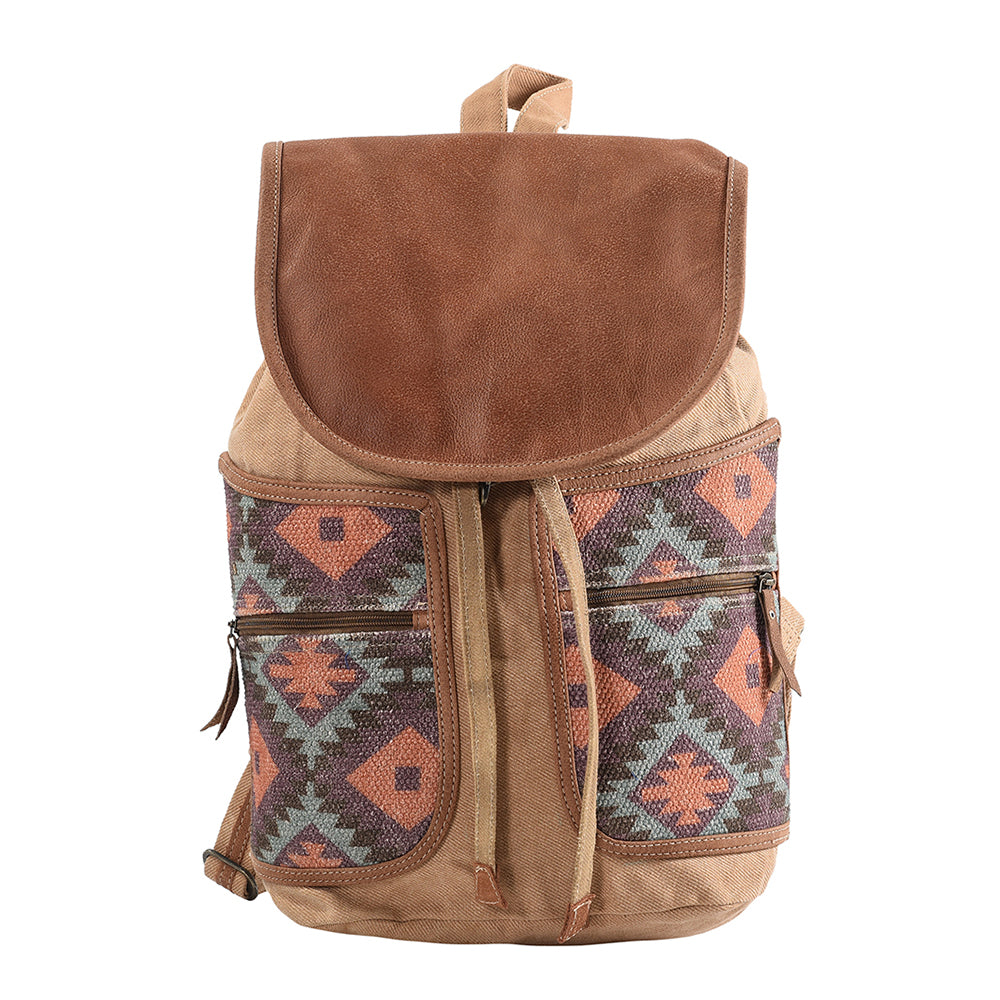 Ohlay Backpack Upcycled Canvas Genuine Leather