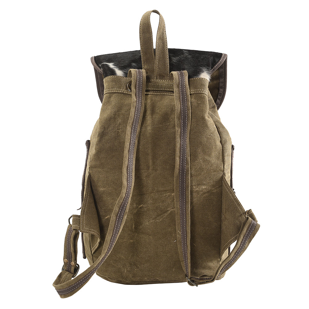 Ohlay Backpack Upcycled Canvas Hair-On Genuine Leather