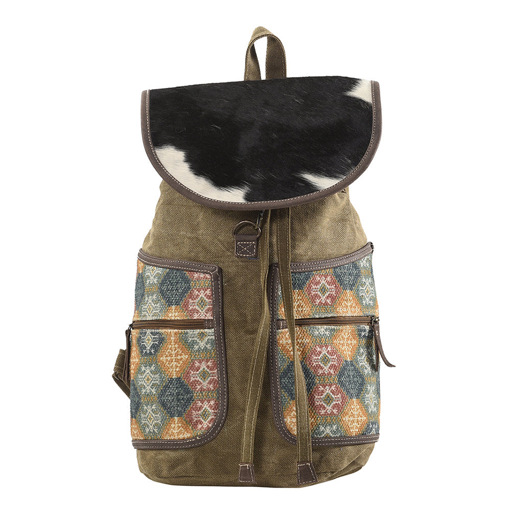 Ohlay Backpack Upcycled Canvas Hair-On Genuine Leather