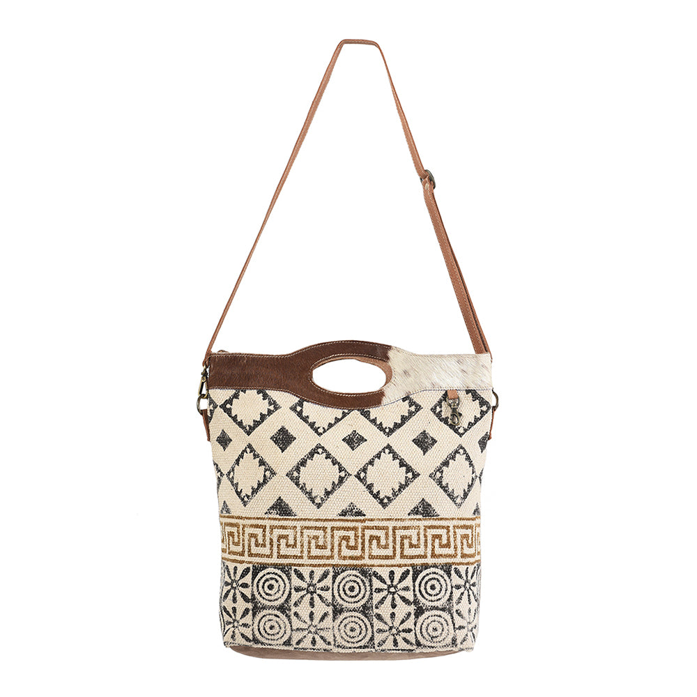 Ohlay Crossbody Upcycled Wool Upcycled Canvas Hair-On Genuine Leather