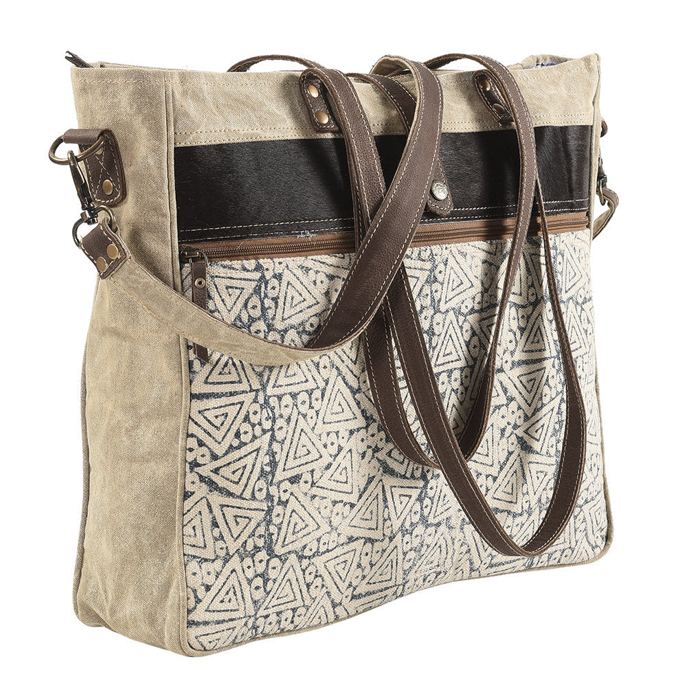 OHLAY Upcycled Wool Canvas Genuine Leather Tote
