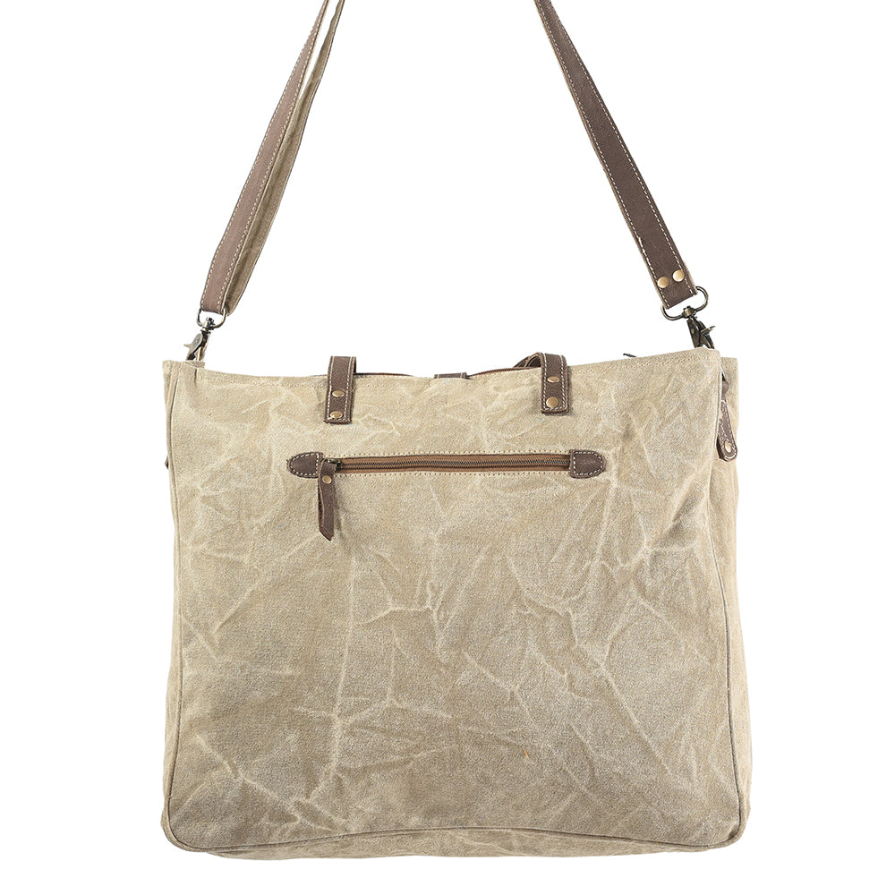OHLAY Upcycled Wool Canvas Genuine Leather Tote